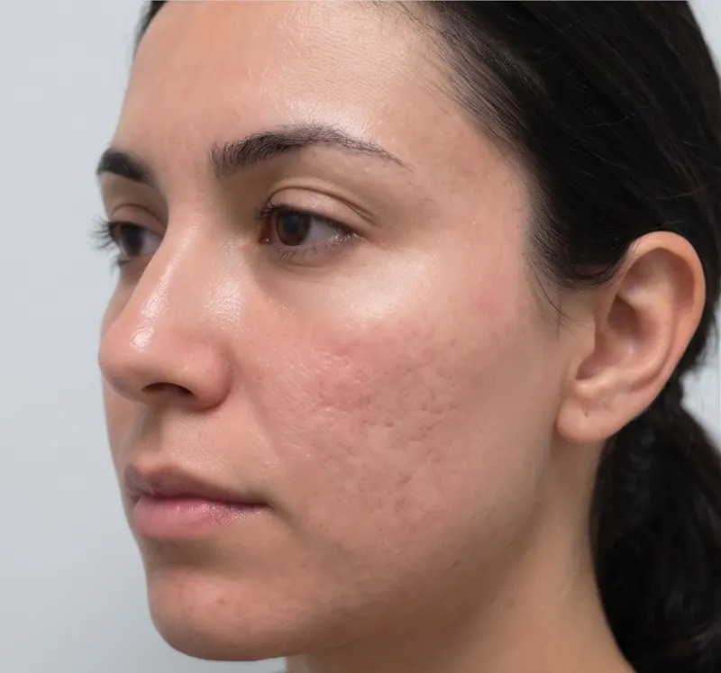 After — TWIST microneedling — full face before and after 3 sessions